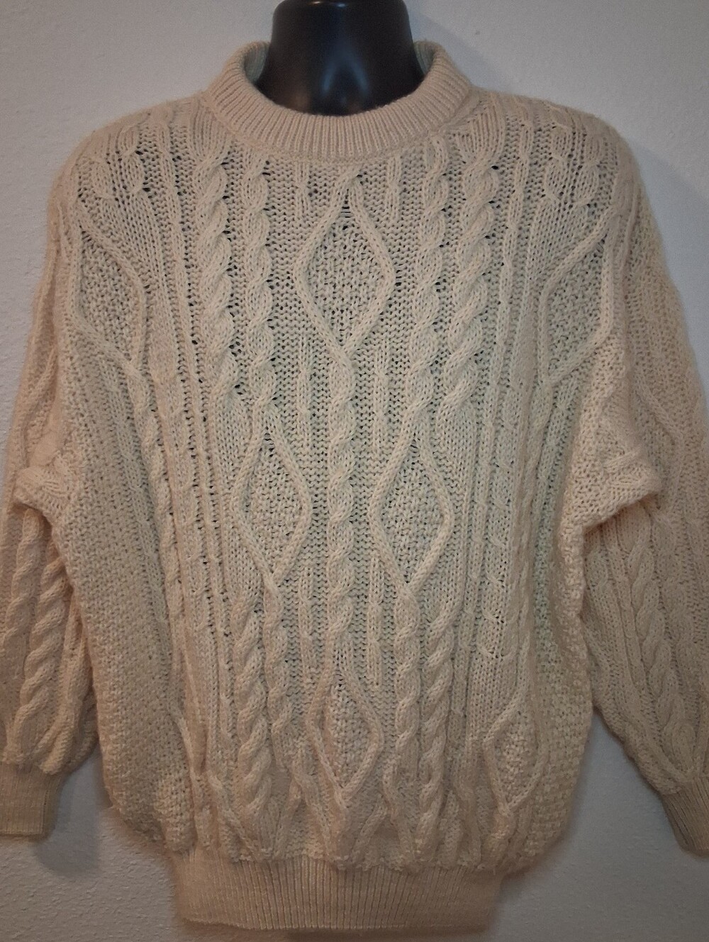 VTG James Pringle Men's Small Wool Sweater Cable Knit Fishermans Aran Scotland